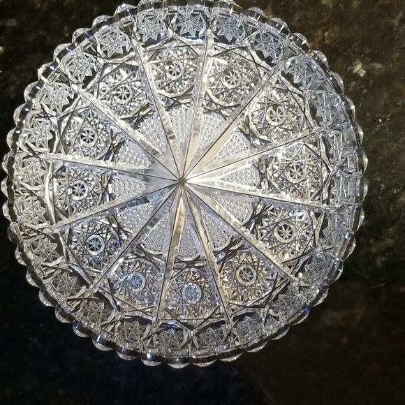 Czech Queen Lace Cut Crystal 6.25" x 1" Plate - Picture 8 of 8